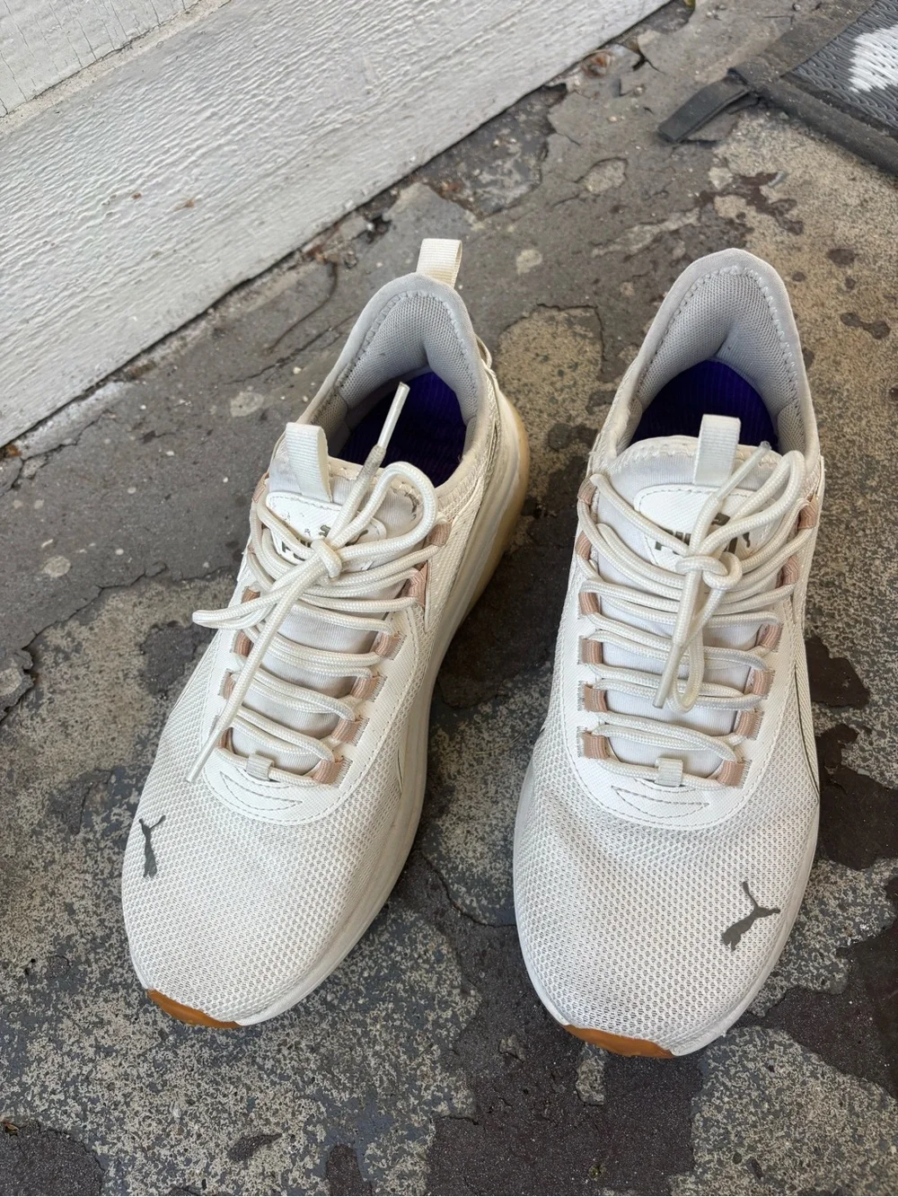 Puma White Athletic Sneakers with Tan Accents